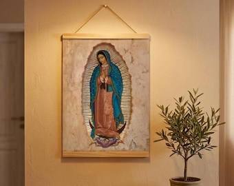Custom Our Lady of Guadalupe Canvas Gift, Catholic Family Blessing Decor Custom Wedding Baptism Gift for Mom, Virgen de Guadalupe gift
