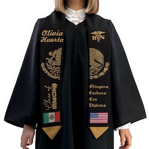 Customized Mexican Graduation Stole, Mexican American Sash, Graduation stole 2026, Custom Name School Stole,