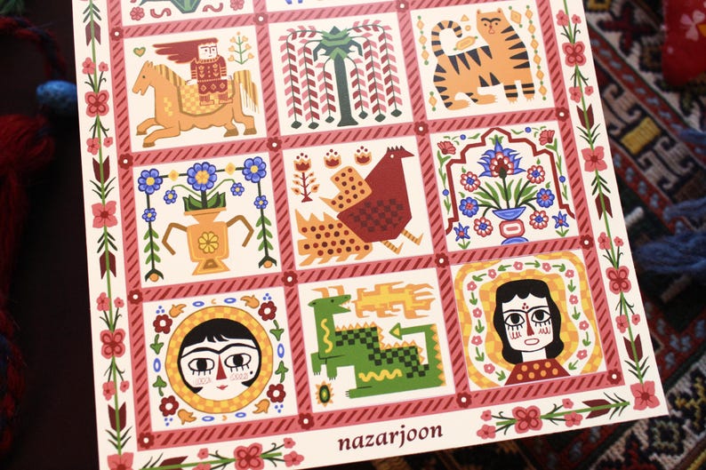 Colorful Rug Sticker Persian Rug Sticker Sheet ~ Weatherproof Vinyl Stickers - Etsy