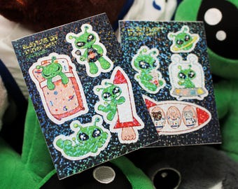 Swedish Alien Mini Sticker Sheets ~ A7 Matte Vinyl Sticker Sheet