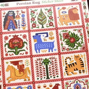 Colorful Rug Sticker Persian Rug Sticker Sheet ~ Weatherproof Vinyl Stickers - Etsy