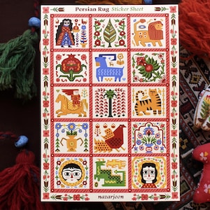 Colorful Rug Sticker Persian Rug Sticker Sheet ~ Weatherproof Vinyl Stickers - Etsy