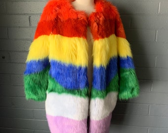 fur rainbow jacket