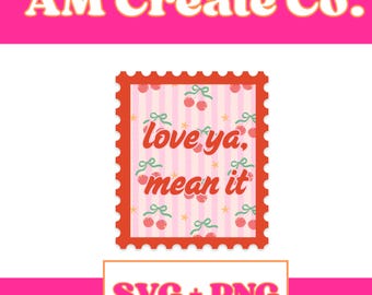 Love Ya Mean It Kirsche Stempel Druck | Cottage Core Wanddekoration (Digitaler Download)