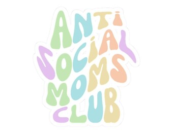 Anti Social Moms Club Aufkleber | Pastell Retro Aufkleber mit Kiss-Cut-Effekt
