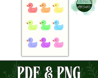 Rainbow Rubber Ducks | Bathroom Print | Digital Download