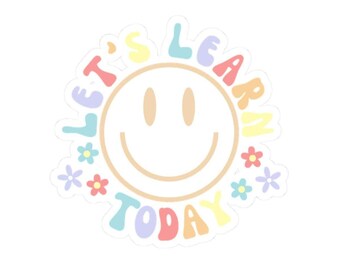 Lasst uns heute lernen kiss-cut Aufkleber | Pastell Laptop Sticker mit Blumenmotiv