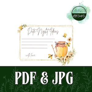 Bridal Shower Date Night Card Template | PDF & SVG | Digital Download