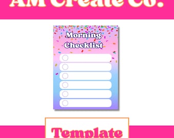 Customizable morning checklist | digital download | canva template