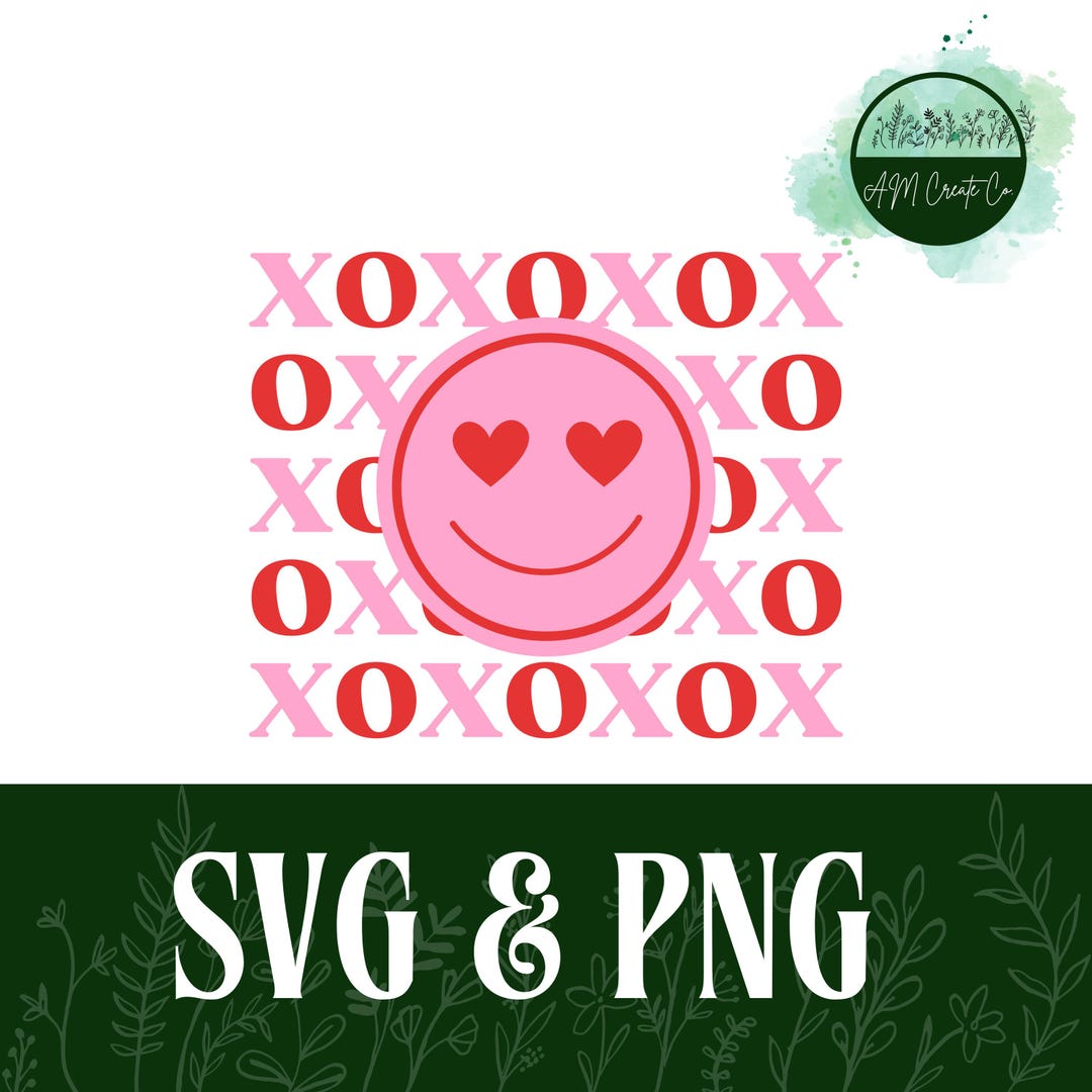 Valentine Smiley Face - XOXO SVG - Etsy