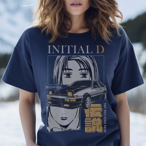 Iconic AE86 Hachiroku Shirt with Natsu Mogi, Initial D Iconic Street Racing Team, JDM Enthusiasts and Fans of Driving Purity Tee