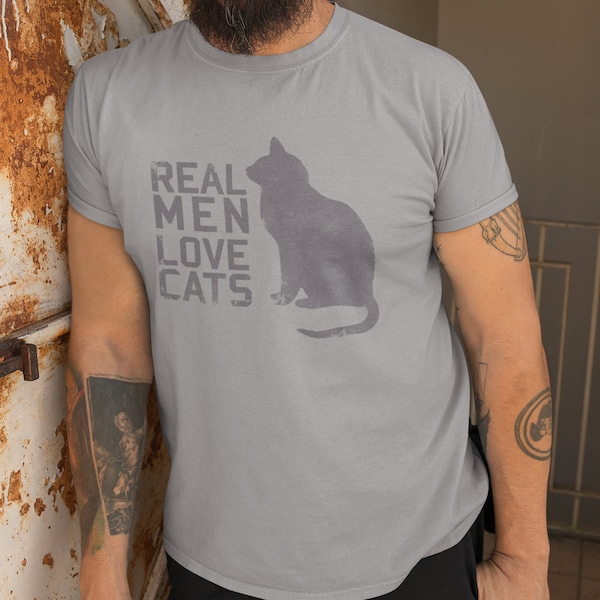 Real Men Love Cat, Cat Lovers Shirt, Gift Idea for Men Who Loves Cat