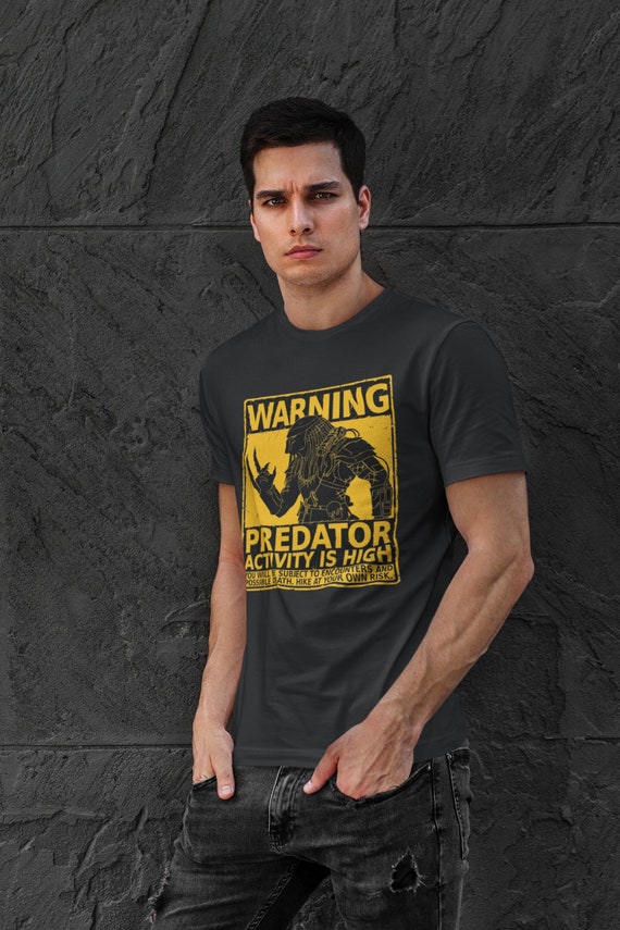 Predator Warning Sign Movie Shirt 1987 Movie Black Tshirt Etsy