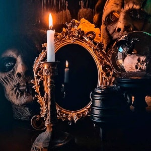 Scrying Mirror | Black Mirror | Macabre | Psychic Reading | Witch | Occult | Goth Wall Art | Gothic Home Decor | Oddities | Gothic Victorian