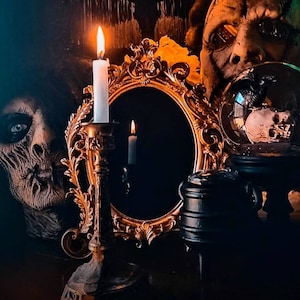 Scrying Mirror | Black Mirror | Macabre | Psychic Reading | Witch | Occult | Goth Wall Art | Gothic Home Decor | Oddities | Gothic Victorian