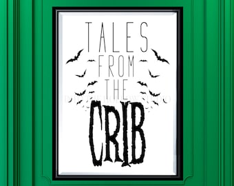 Impressões para download de Tales From The Crib | Arte de parede para impressão | Decoração gótica | Berçário gótico | Arte de parede para berçário de bebê | Presente | Presente para bebê | Morcegos