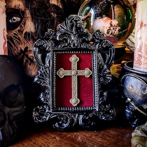 Crucifix In Ornate Frame, Macabre, Catholic | Religion | Victorian | vampire | Steampunk | Goth Wall Art | Gothic Home Decor | Oddities Gift