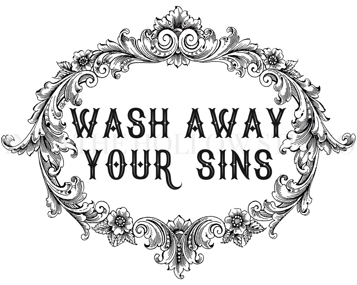 Wash Away Your Sins Sign Digital Print Religious Gothic - Etsy