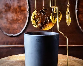 Whimsical Candle Spinner Carousel, Candle Holder, Whimsy Goth, Macabre, Witch, Moon, Cat ,Feather, Fairy, Gothic Home Decor, Dark Academia