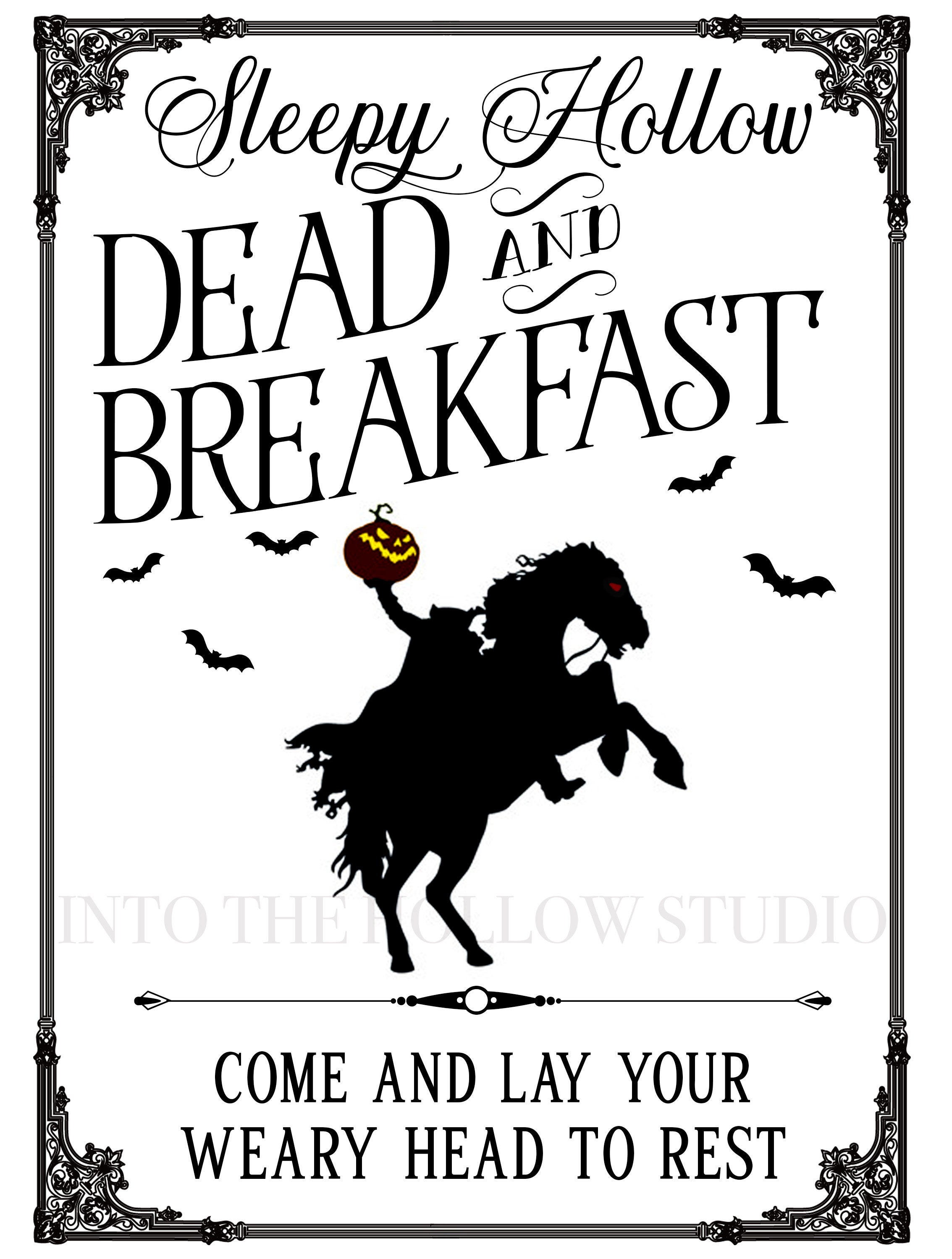 Sleepy Hollow Dead and Breakfast Sign Downloadable Prints Etsy