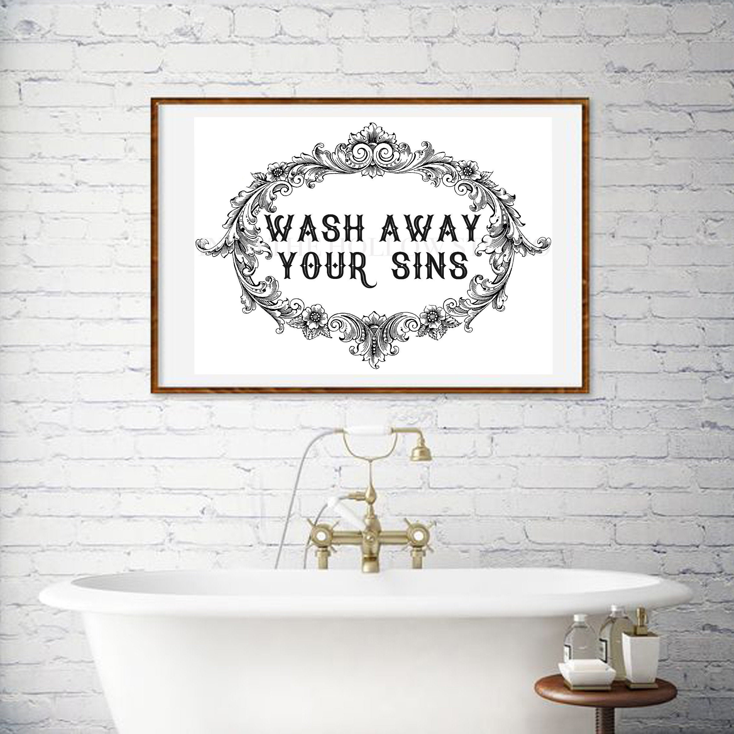 Wash Away Your Sins Sign Digital Print Religious Gothic | Etsy