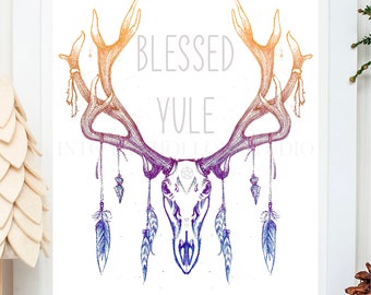 Blessed Yule Downloadable Print | Printable Wall Art | Holiday | Pagan | Wiccan | Yuletide | Christmas Decor | Holiday Decor | Goth Decor