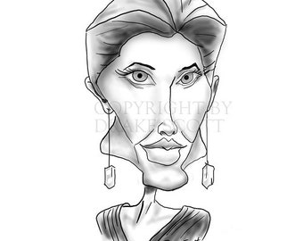 personalized caricature head only black & white