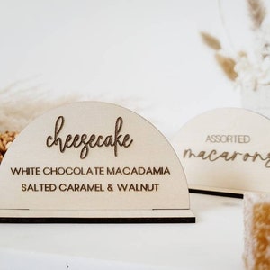 Enseigne de dessert de mariage, enseigne de mariage moderne, étiquettes de nourriture, étiquettes de buffet en bois, carte de buffet minimaliste, enseignes de bar, enseigne rustique, enseignes de mariage