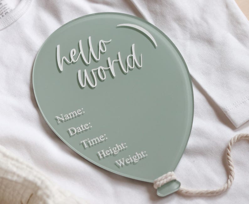 Personalized Balloon Baby Name Plaque, Acrylic Birth Announcement Sign ...