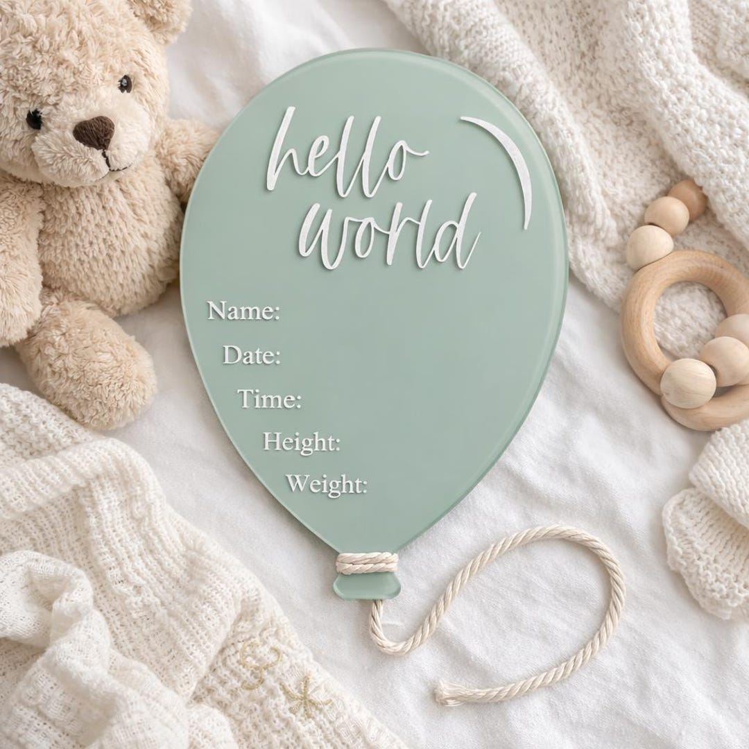Personalized Balloon Baby Name Plaque, Acrylic Birth Announcement Sign ...