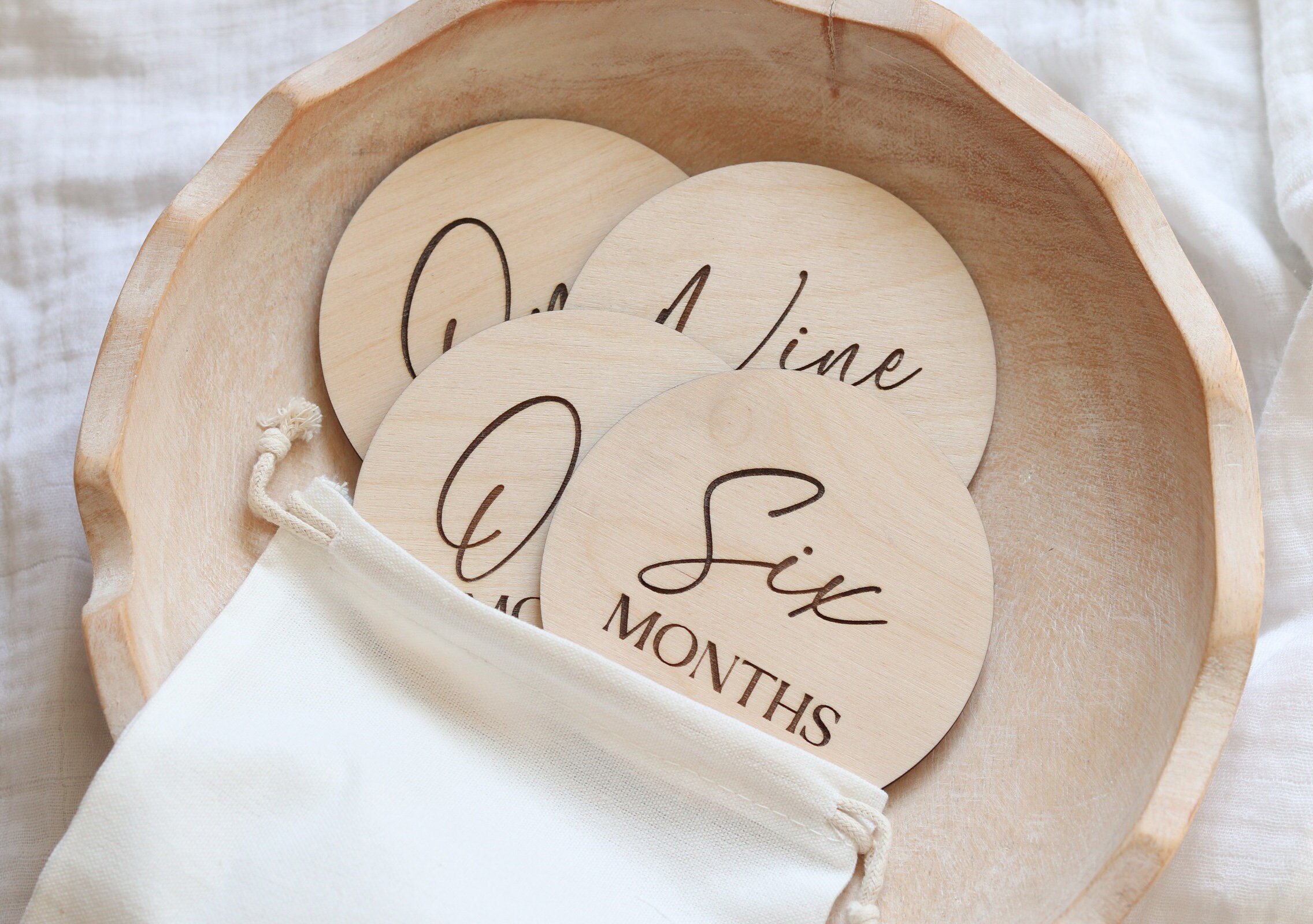 Set of Wood Milestone Discs, Personalized Baby Name Plaque, Baby Name ...