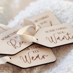 Set of 4 Want Need Wear Read Gift Tags, Reusable gift tags, Christmas Gift Tags,Holiday stocking tags,Custom Christmas Ornament, Gift Labels