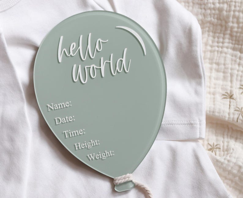 Personalized Balloon Baby Name Plaque, Acrylic Birth Announcement Sign ...