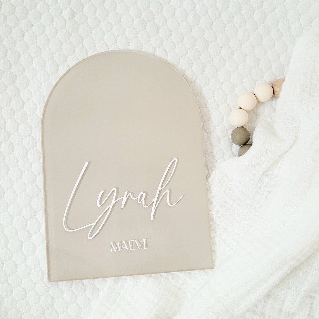 Personalized Baby Name Plaque, Arched Baby Sign, Baby Name Announcement Acrylic Sign, Birth