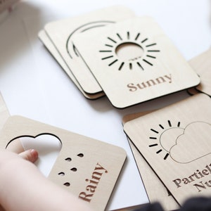 Cartes météo en bois pour enfants, activités pour tout-petits, apprentissage des tout-petits, décoration de salle de classe, activités préscolaires, jouets Montessori pour tout-petits