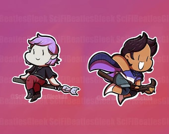 Chibi Luz and Amity Cartoon Inspired Stickers | Digitally Hand Drawn, Vinyl Die Cut Stickers