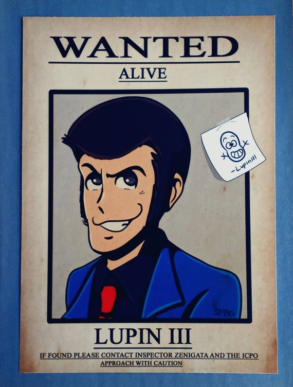 Lupin III Inspired Anime Wanted Posters | Digitally Hand Drawn