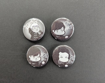 MCR- Black Parade Inspired Handmade Buttons | Glossy, 3cm Pinback Buttons | Gerard, Mikey, Frank, & Ray