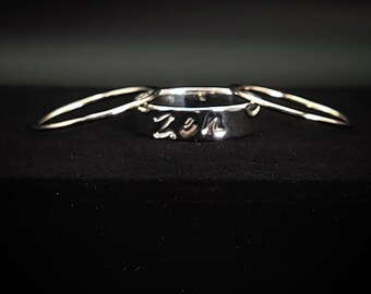 Handcrafted Argentium Silver & 14k Rose Gold-Filled Zen Stacker Ring Set Size 6 1/2