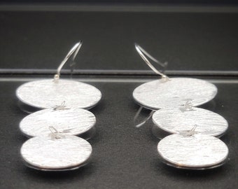 Silver Long Textured Earrings