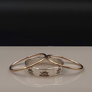 Handcrafted Argentium Silver & 14k Gold-Filled Setting Sun Stacker Ring Set Size 7