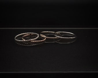 Minimalist Stacker Ring Set Size 6 Silver/Gold/Rose Gold