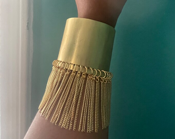 yari - brass chain cuff bangle