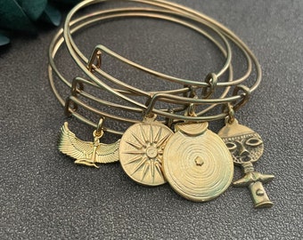 femi - adjustable brass charm bangles