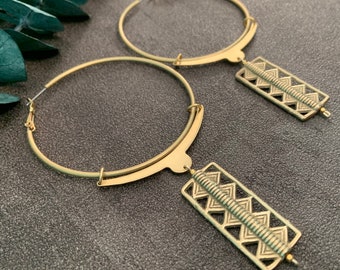 nasima - brass baule hoop earrings