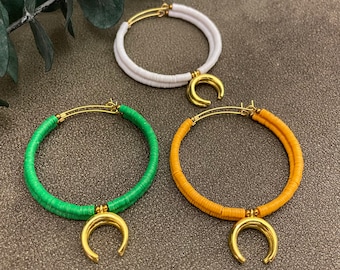 nerissa - vinyl and brass crescent hoops
