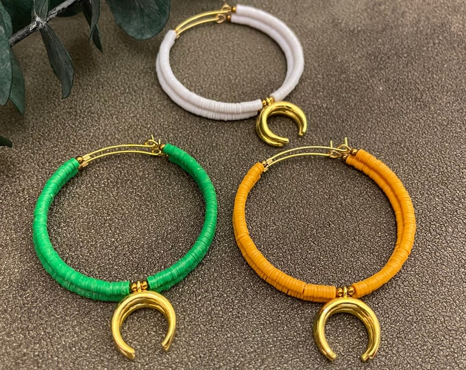 nerissa - vinyl and brass crescent hoops