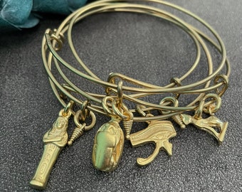 akila - adjustable brass charm bangles