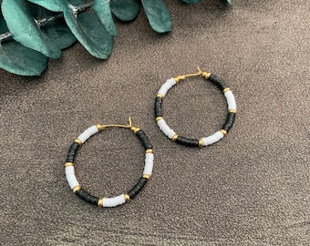 delaney mini - black and white vinyl hoops