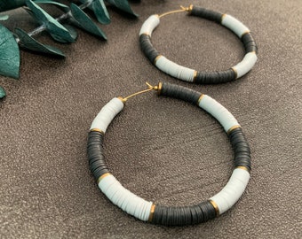 delaney - black and white vinyl hoops